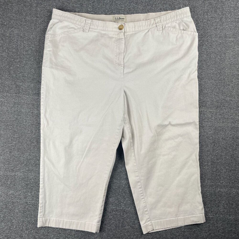 LL Bean Khaki Capri Pants Womens Size 22W Work Office Capsule Everyday Minimal